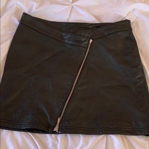 Leather Zip-Up Skirt